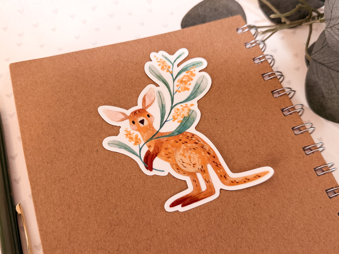 Close up in an angle of kangaroo vinyl sticker. by Pikarika Illustration