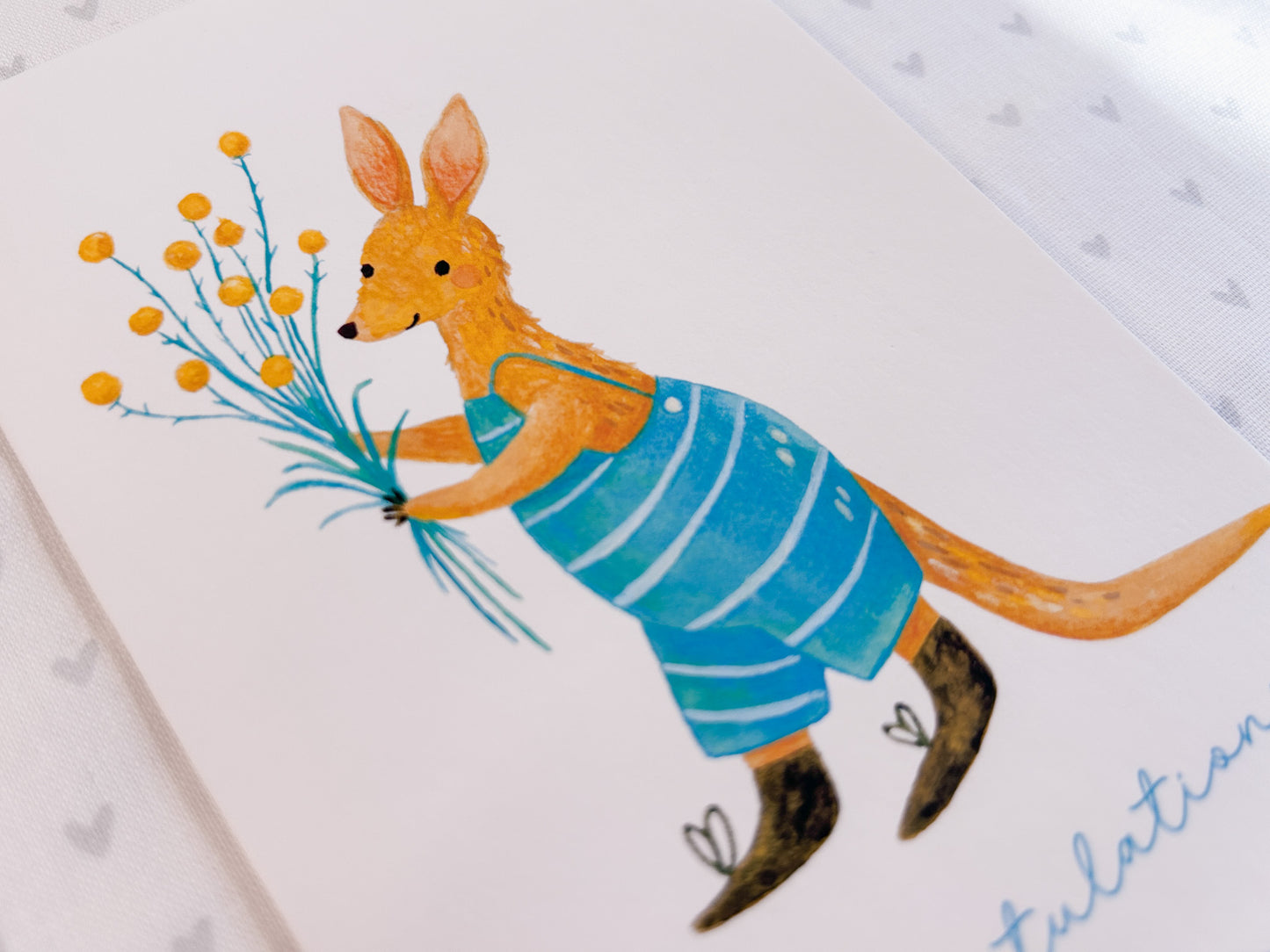 Kangaroo & Billy Buttons Greeting Card