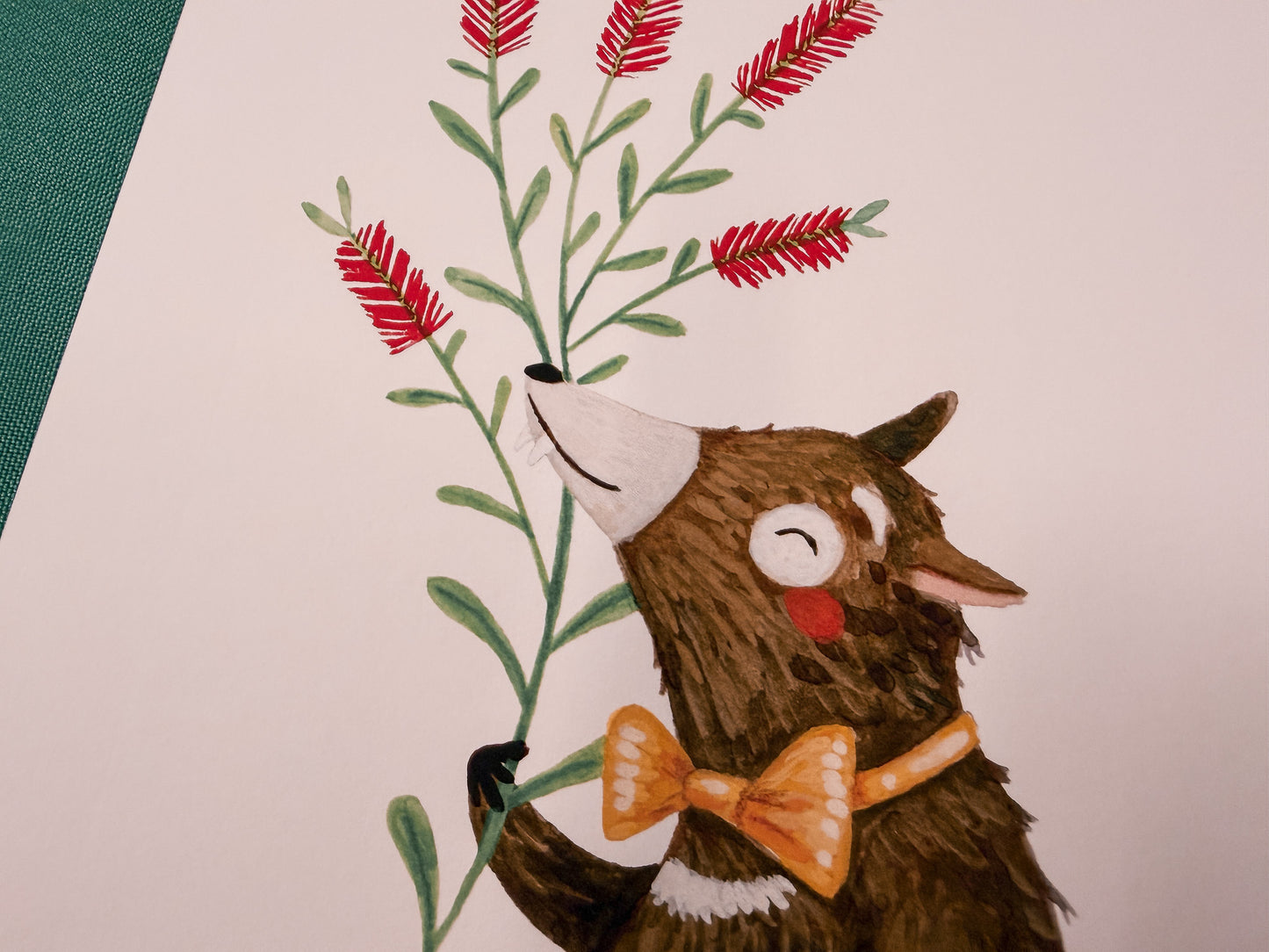 Tassie Devil & Bottlebrush Art Print | Australian Wildlife Art Print
