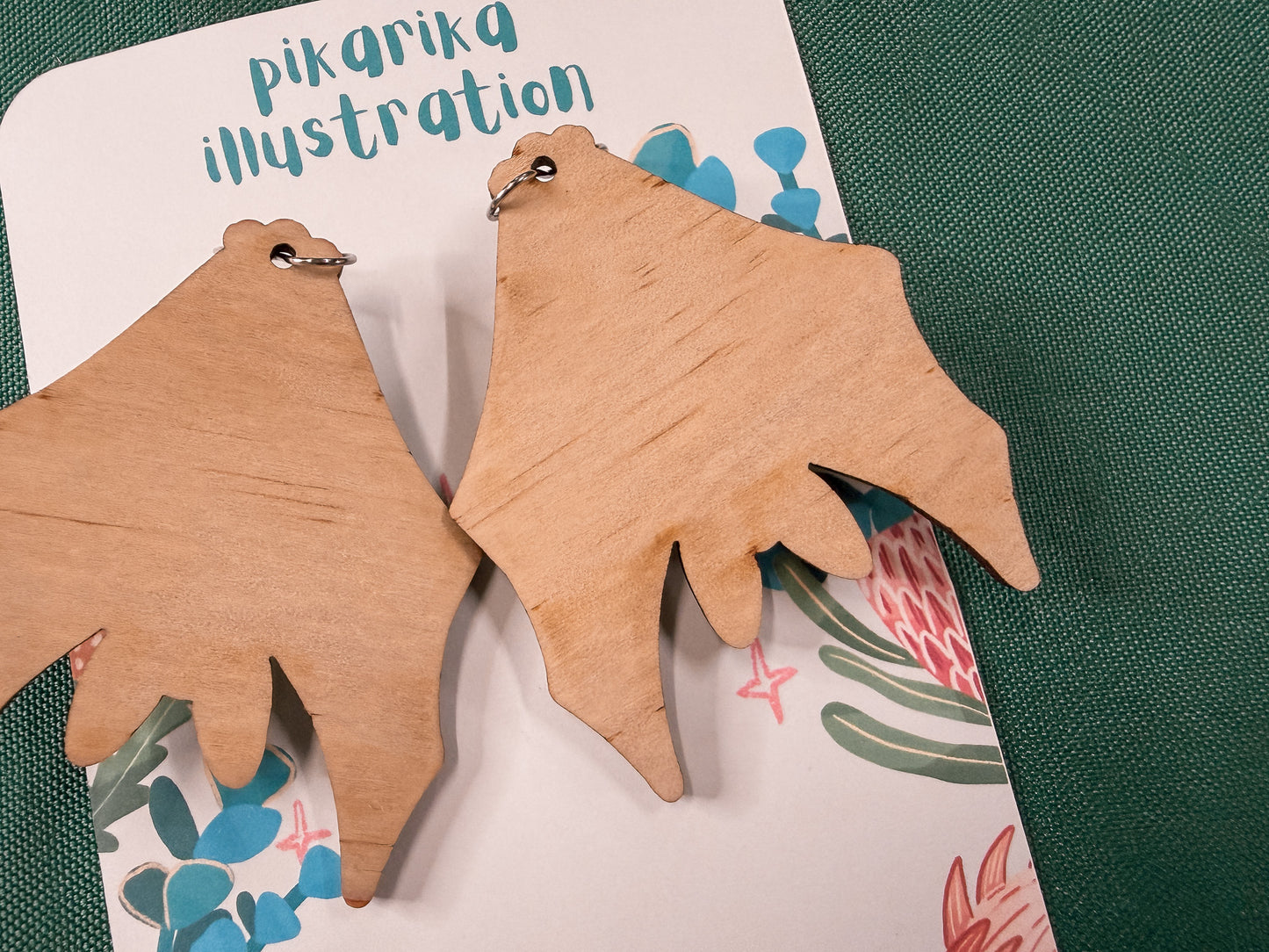 Cheeky Bat Wooden Earrings | Illustrated Australian Wildlife Jewellery