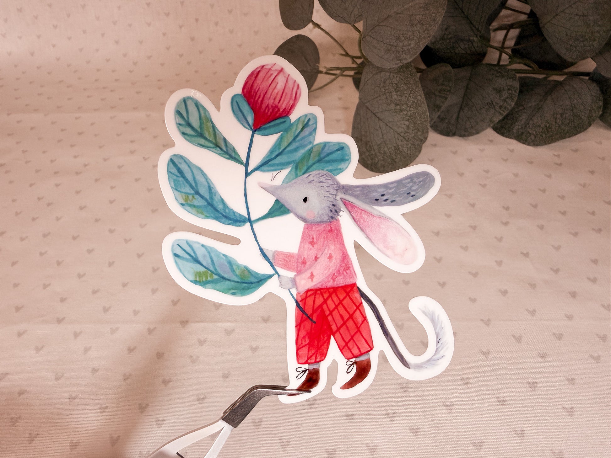 Australian bilby sticker illustrated in a soft, playful style