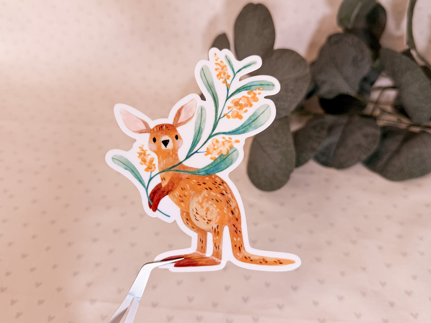 Australian kangaroo vinyl sticker in a playful illustrated style