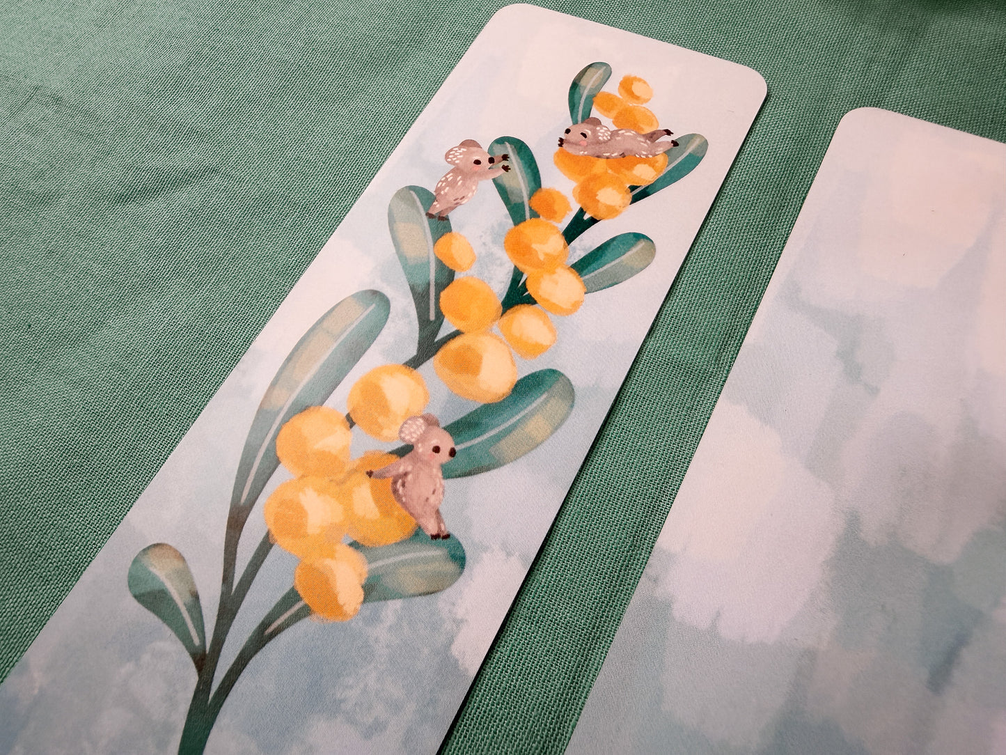 Koalas on Wattle Bookmark | Illustrated Australian Native Flower Bookmark