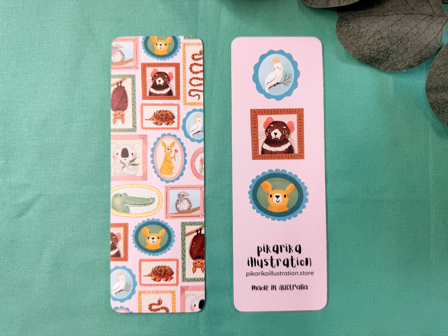 Aussie Portrais - illustrated bookmark fron and back 