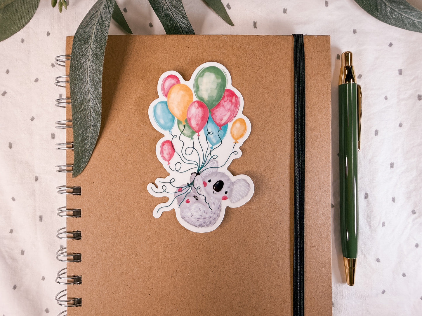 Koala with Balloons Vinyl Sticker | Cute Australian Animal Die Cut Sticker | Birthday Gift