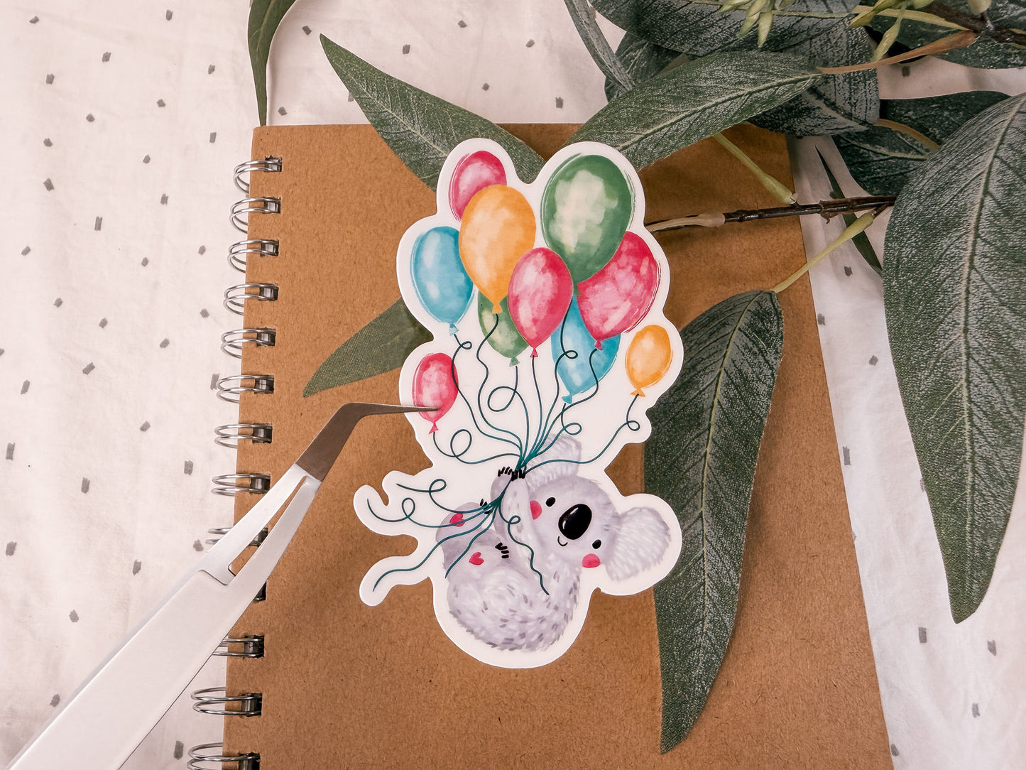 Koala with Balloons Vinyl Sticker | Cute Australian Animal Die Cut Sticker | Birthday Gift
