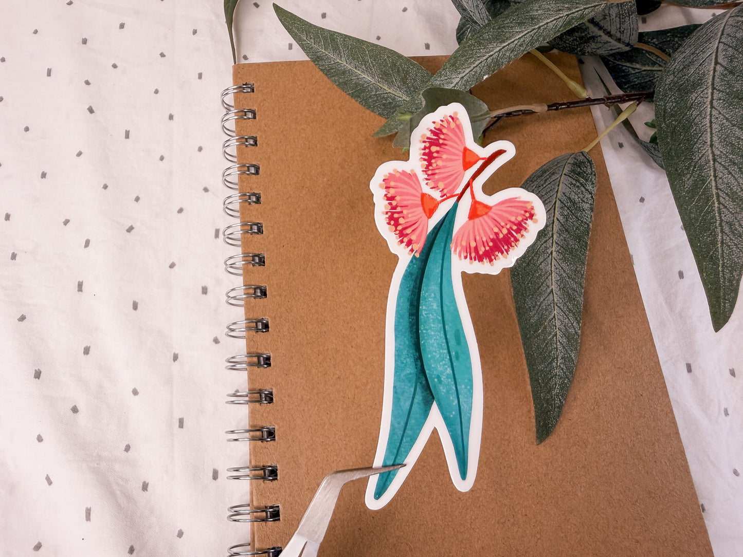 Flowering Eucalyptus Vinyl Sticker | Redesigned | Australian Native Plant Die Cut Sticker