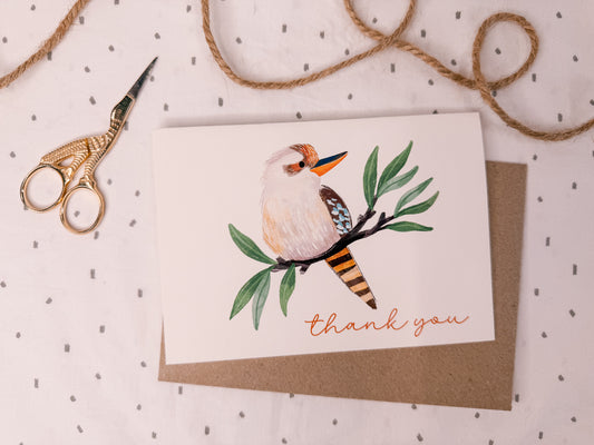 hand drawn kookaburra hank you card