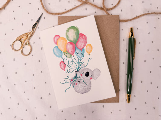 Party Koala Greeting Card | Cute Australian Birthday Card