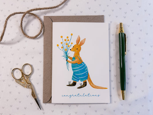 Kangaroo & Billy Buttons Greeting Card