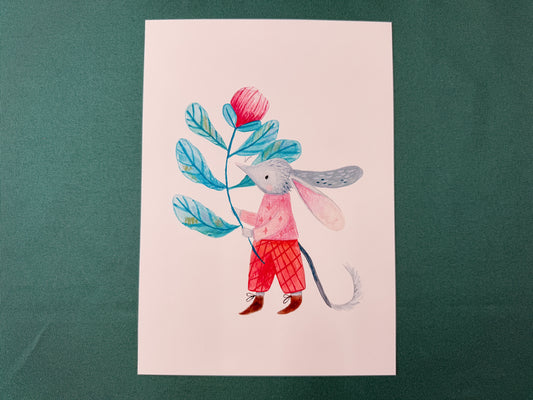 Bilby With a Flower | Australian Wildlife Art Print