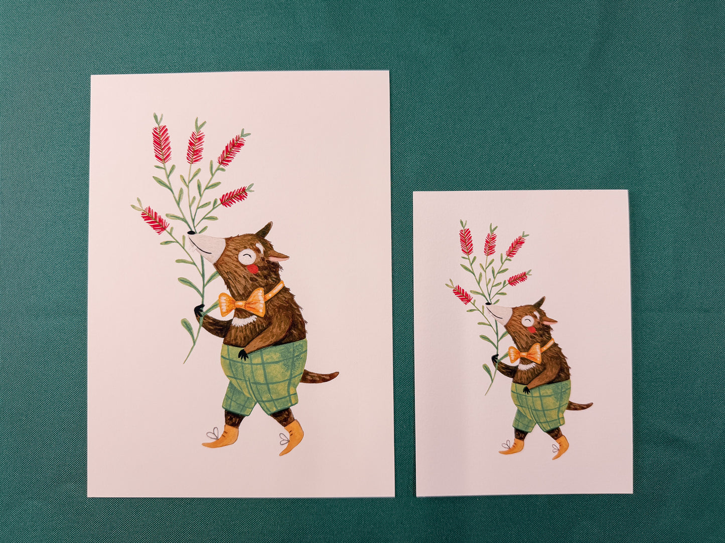 Tassie Devil & Bottlebrush Art Print | Australian Wildlife Art Print