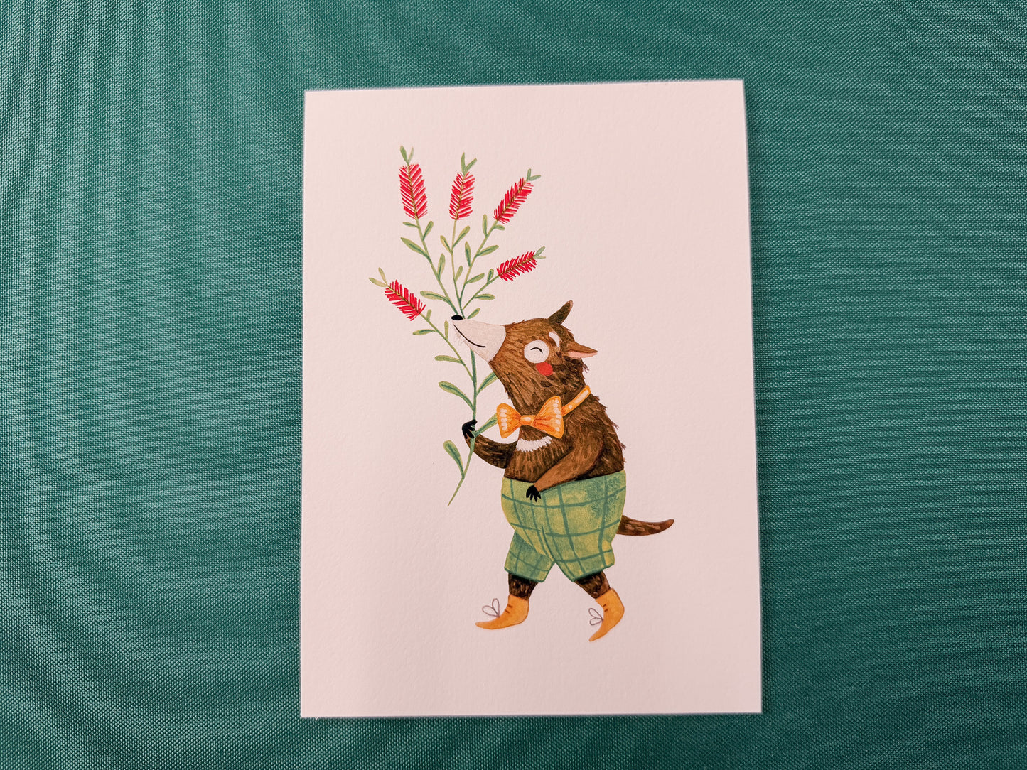 Tassie Devil & Bottlebrush Art Print | Australian Wildlife Art Print