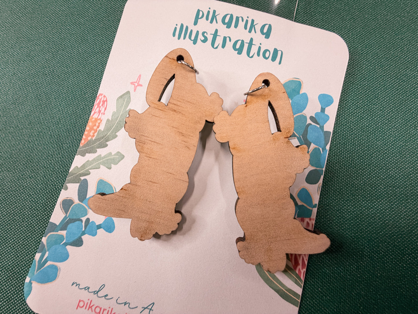 Crocodile Wooden Earrings | Illustrated Australian Animal Jewellery